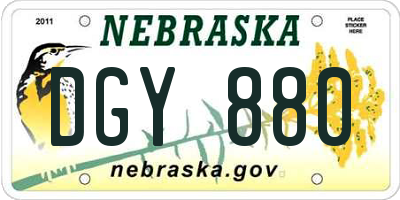 NE license plate DGY880