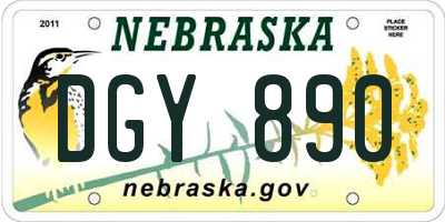 NE license plate DGY890