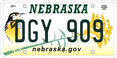 NE license plate DGY909