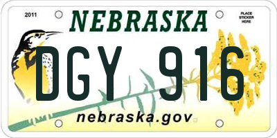 NE license plate DGY916