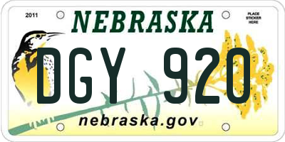 NE license plate DGY920