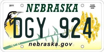 NE license plate DGY924