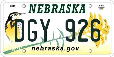 NE license plate DGY926