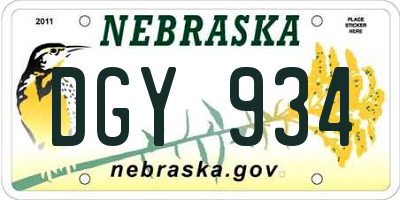 NE license plate DGY934