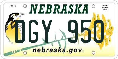 NE license plate DGY950
