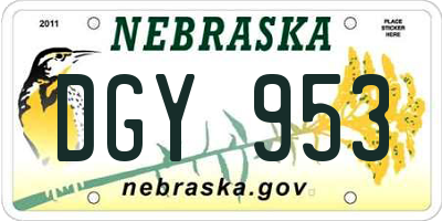 NE license plate DGY953