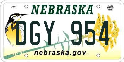 NE license plate DGY954