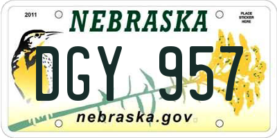 NE license plate DGY957