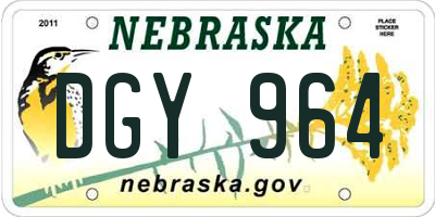NE license plate DGY964