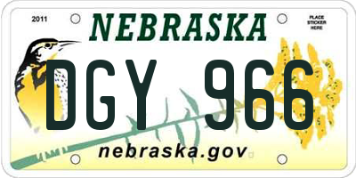 NE license plate DGY966