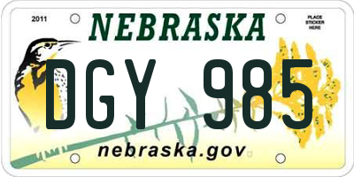 NE license plate DGY985