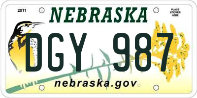 NE license plate DGY987
