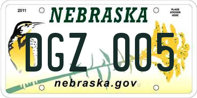 NE license plate DGZ005