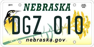 NE license plate DGZ010