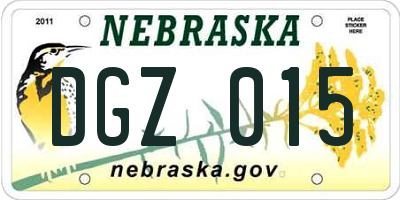 NE license plate DGZ015