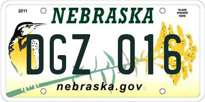 NE license plate DGZ016