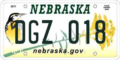 NE license plate DGZ018