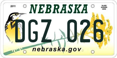 NE license plate DGZ026