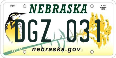 NE license plate DGZ031