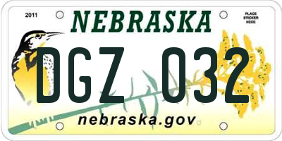 NE license plate DGZ032