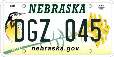 NE license plate DGZ045