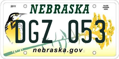NE license plate DGZ053