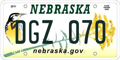 NE license plate DGZ070