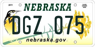 NE license plate DGZ075