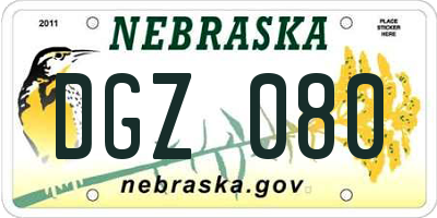NE license plate DGZ080