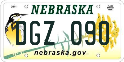 NE license plate DGZ090