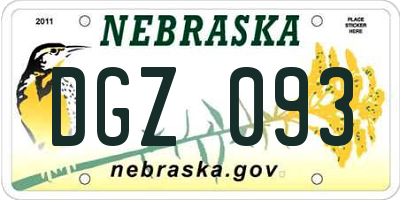 NE license plate DGZ093