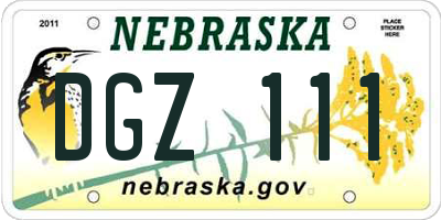 NE license plate DGZ111