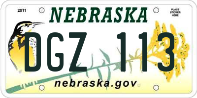 NE license plate DGZ113