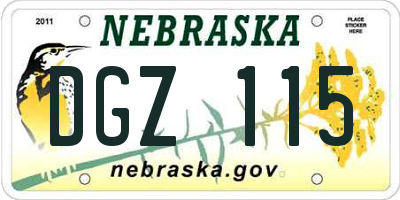 NE license plate DGZ115