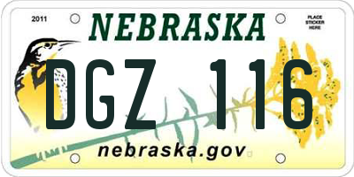 NE license plate DGZ116