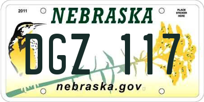 NE license plate DGZ117