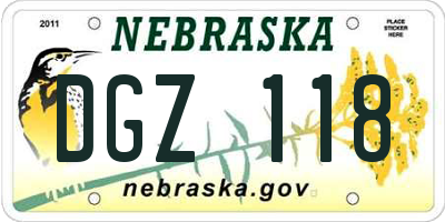 NE license plate DGZ118