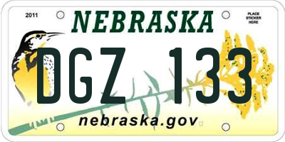 NE license plate DGZ133