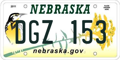 NE license plate DGZ153