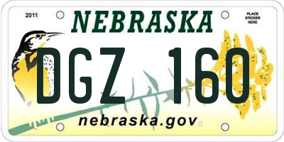 NE license plate DGZ160