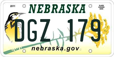 NE license plate DGZ179