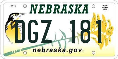 NE license plate DGZ181