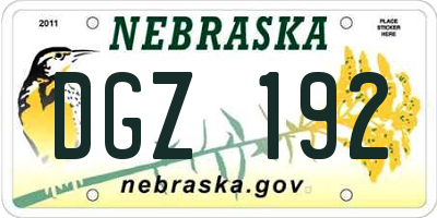 NE license plate DGZ192