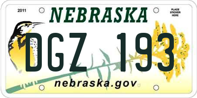 NE license plate DGZ193