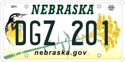 NE license plate DGZ201