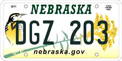 NE license plate DGZ203