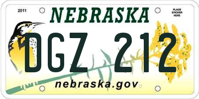NE license plate DGZ212