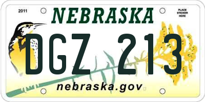 NE license plate DGZ213