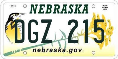 NE license plate DGZ215