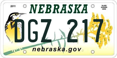 NE license plate DGZ217